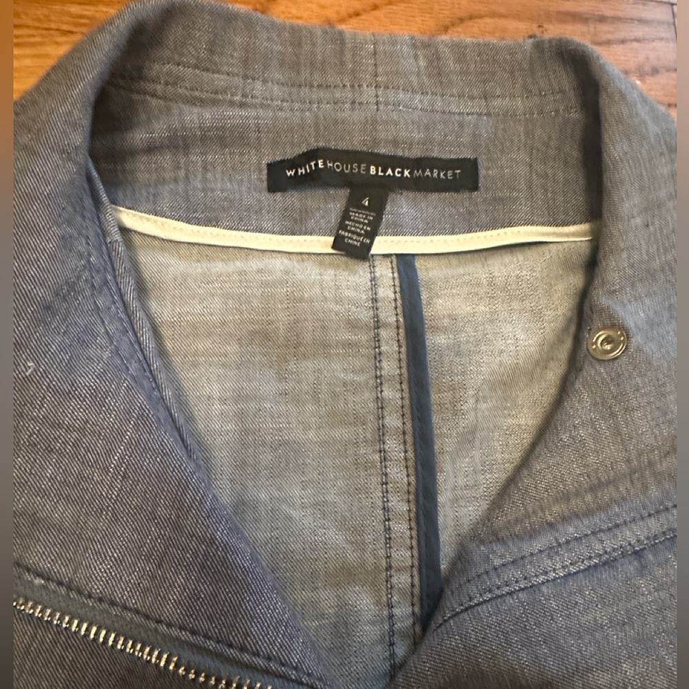 White House Black Market Blue Linen Utility Jacket - Picture 2 of 6